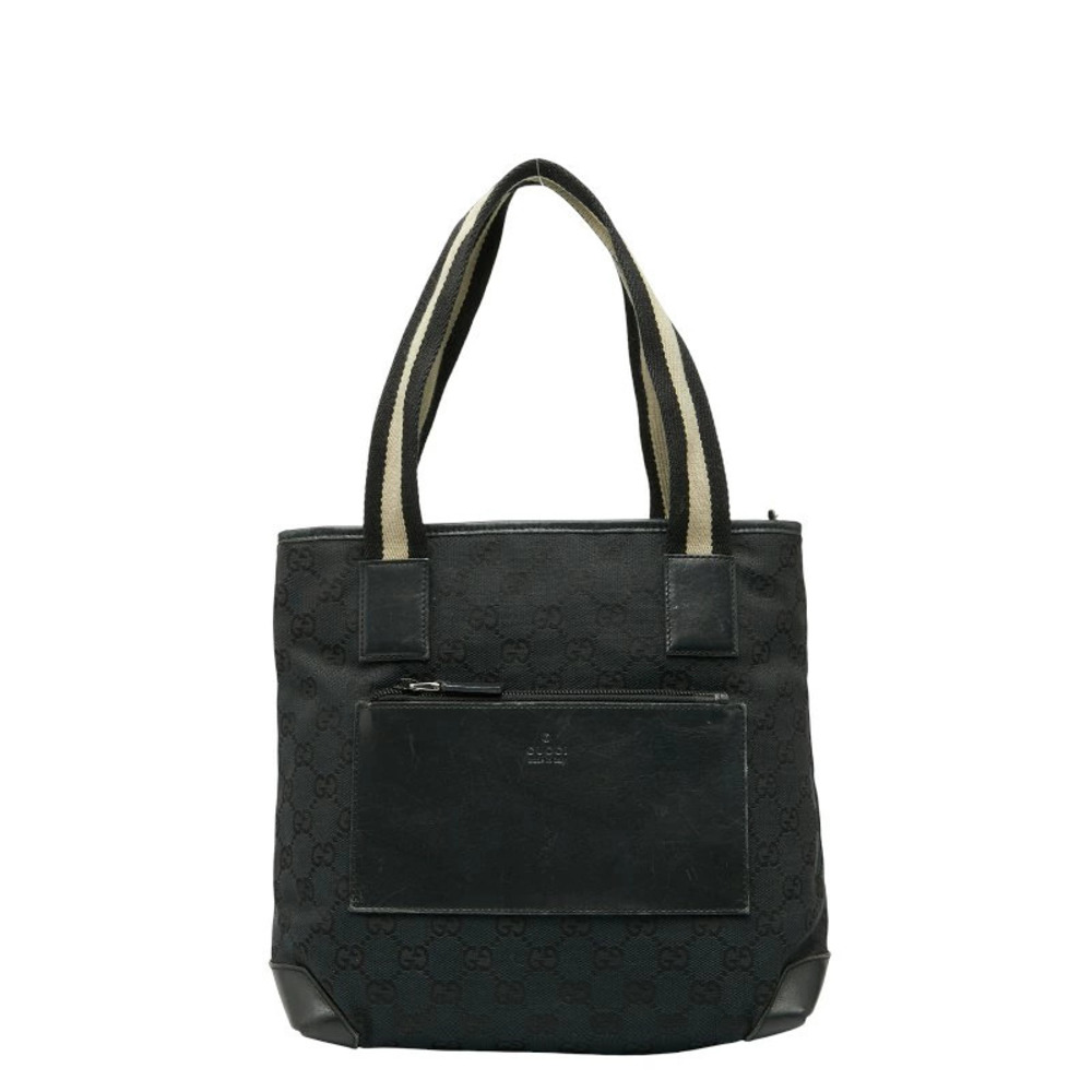 Gucci GG Canvas Handbag Black Leather